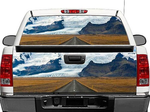 Adhesivo de Vinilo para Ventana Trasera o Portón Trasero Road To The Mountains para Camionetas y SUVs