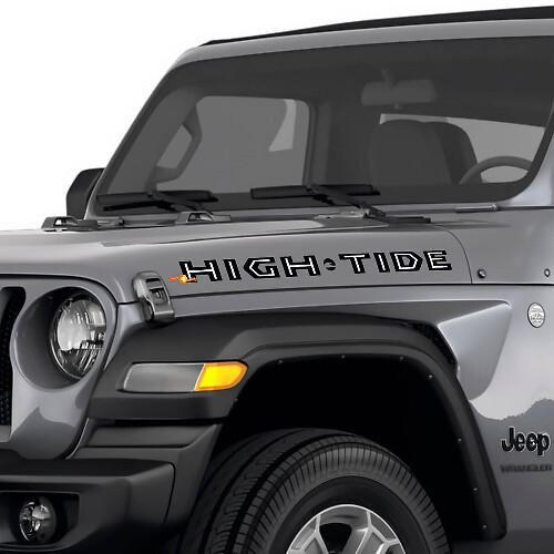 Calcomanías de vinilo con letras High Tide para el capó lateral del Jeep Wrangler