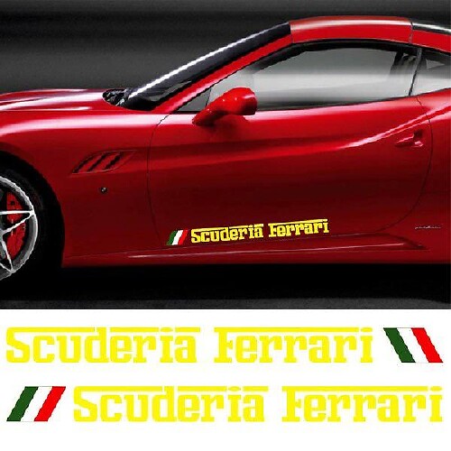 Juego de pegatinas de vinilo para la puerta lateral de Scuderia Ferrari