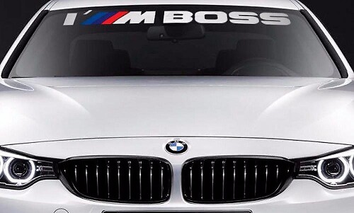 Calcomanía de vinilo para parabrisas I M Boss para BMW