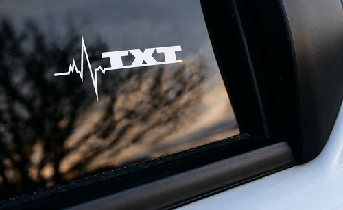 Pegatina de vinilo para ventana lateral con diseño de línea de latido del corazón TXT