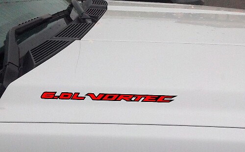 Par de calcomanías delineadas para capó 6.0L Vortec para Chevrolet Silverado GMC Sierra
