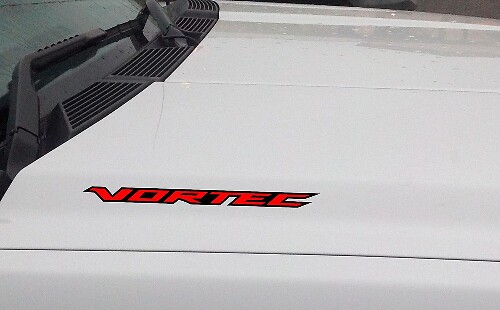 Calcomanía adhesiva de vinilo con logo VORTEC para capó de GMC Sierra