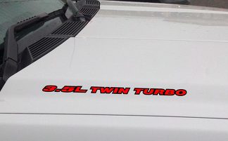 Calcomanía de vinilo para capó TWIN TURBO de 3.5L: Ford F150 Mustang EcoBoost V6 (esquema)