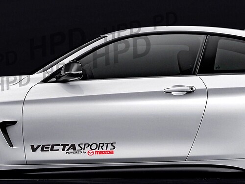 Pegatina de vinilo para puerta lateral Vecta Sports Potenciada por Mazda para Mazda RX-8