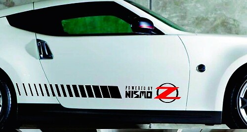 Vinilo adhesivo de franjas estroboscópicas laterales Powered by Nismo para Nissan Z