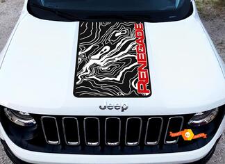 2 colores capucha Jeep Renegade mapa topográfico logotipo gráfico vinilo calcomanía SUV pegatina