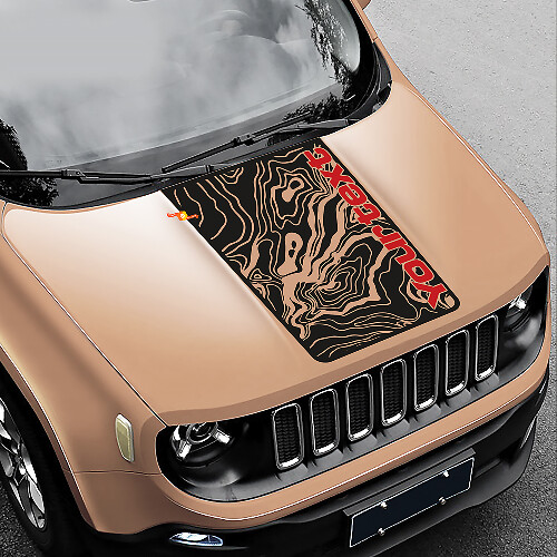 Calcomanía de vinilo con diseño de mapa topográfico para capó de Jeep Renegade 1
