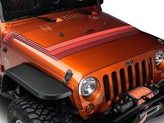 Rayas estilo retro en el capó - Naranja para modelos Jeep Wrangler JK 2007-2018