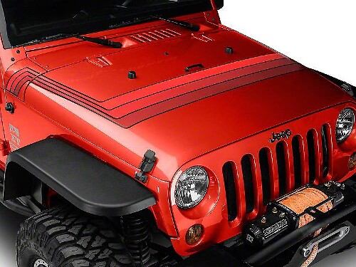 Calcomanía vinilo de franjas en capó estilo retro para Jeep Wrangler JK