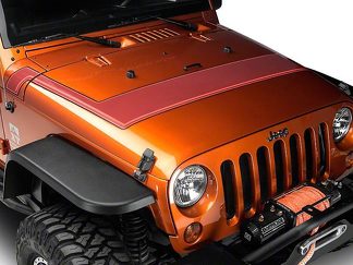 Rayas de capó estilo retro a rayas - naranja para modelos Jeep Wrangler JK 2007-2018