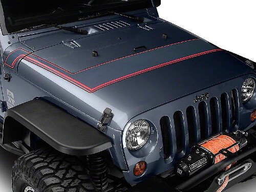 Rayas de estilo retro para capó, gris y rojo, para modelos Jeep Wrangler JK 2007-2018