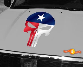 Punisher Skull Texas State Flag vinilo Hood calcomanía se adapta a todos los coches/camiones/jeeps