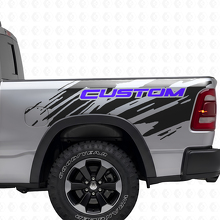 Calcomanía de vinilo lateral trasera estilo salpicadura con letras personalizadas para Dodge Ram_2