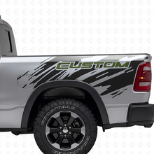 Calcomanía de vinilo lateral trasera estilo salpicadura con letras personalizadas para Dodge Ram_3