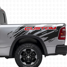 Calcomanía de vinilo lateral trasera estilo salpicadura con letras personalizadas para Dodge Ram_4