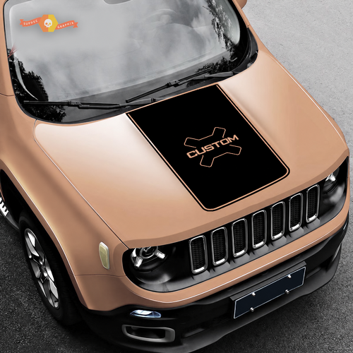 CUSTOM Cross Inset Hood Panel Capó Adhesivo de vinilo para Jeep Renegade