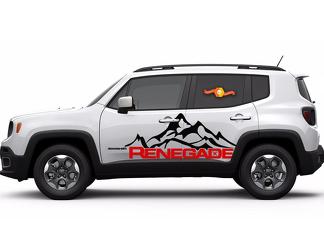 2 colores Jeep Renegade Mountain Logo puerta gráfico vinilo calcomanía lado SUV