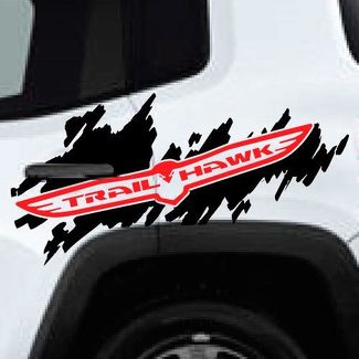 2 colores Trail Hawk TrailHawk Jeep Renegade Cherokee Side Splash Logo vinilo calcomanía