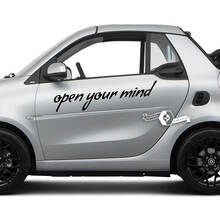 Par de letras abre tu mente. - Etiqueta engomada del vinilo del logotipo del emblema del coche inteligente para Smart
 3