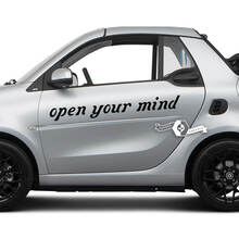 Par de letras abre tu mente. - Etiqueta engomada del vinilo del logotipo del emblema del coche inteligente para Smart
 4