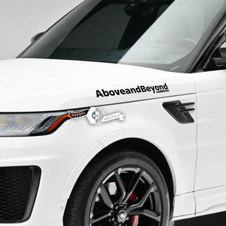 Par de calcomanías con letras, emblema, logotipo, vinilo por encima y más allá para Land Rover Range Rover
