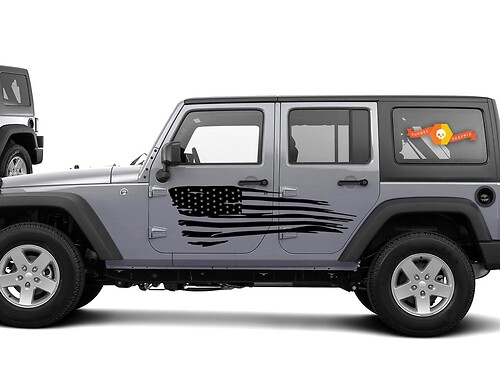 Adhesivo de vinilo para puerta lateral con bandera de EE. UU. envejecida para Jeep Wrangler