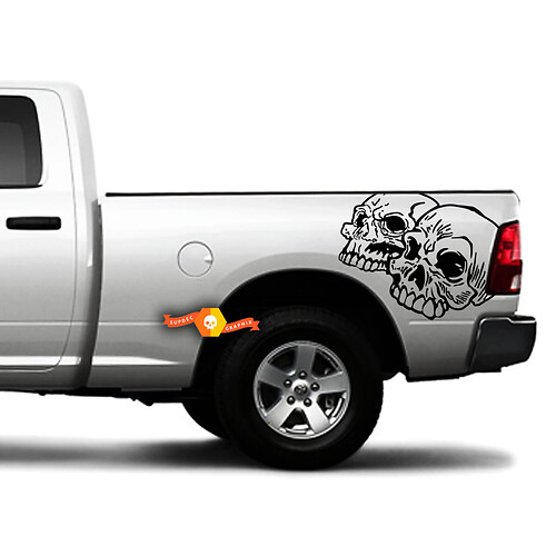 Pegatina adhesiva de vinilo de dos calaveras para la mesilla de noche para Toyota Tacoma