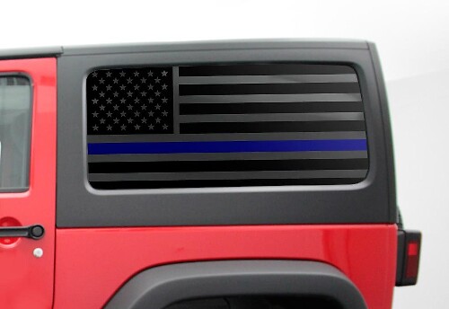 Juego de Pegatinas Vinilo para Ventana Lateral con Bandera USA y Línea Azul para Jeep Wrangler JK