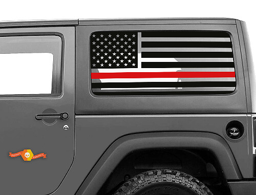 Juego de vinilos para ventana lateral de línea roja con bandera de EE. UU. para Jeep Wrangler JK
