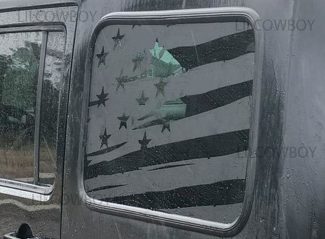 JKU ventana lateral angustiada bandera de EE. UU. vinilo pegatina calcomanía Jeep Wrangler