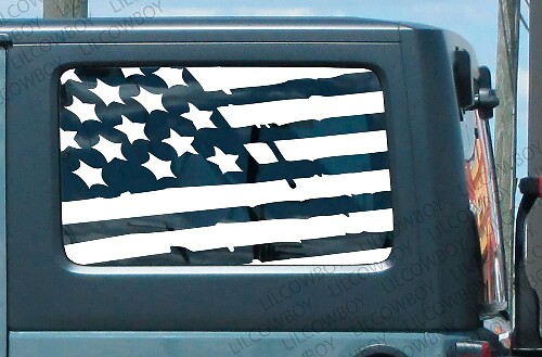 Pegatina adhesiva de vinilo para ventana lateral de hardtop con bandera de EE. UU. destruida para Jeep Wrangler