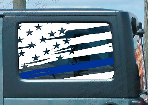 Calcomanía Vinilo Lateral de Bandera Azul Desgastada 2 para Jeep Policía Las Vidas Importan