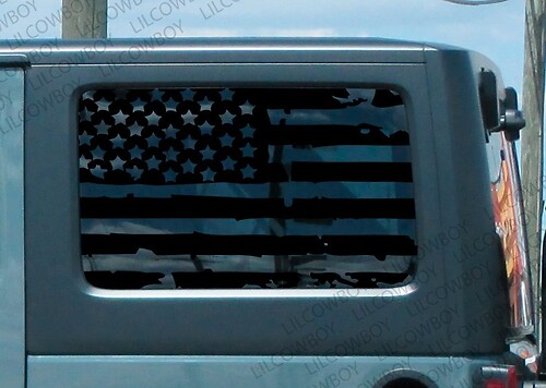 Calcomanía de vinilo para ventana trasera con bandera de EE.UU. desgastada para Jeep Wrangler