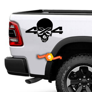 2x calavera 4X4 Logo calcomanía vinilo pegatina camión cama carbón rodillo para Dodge Ram 1500