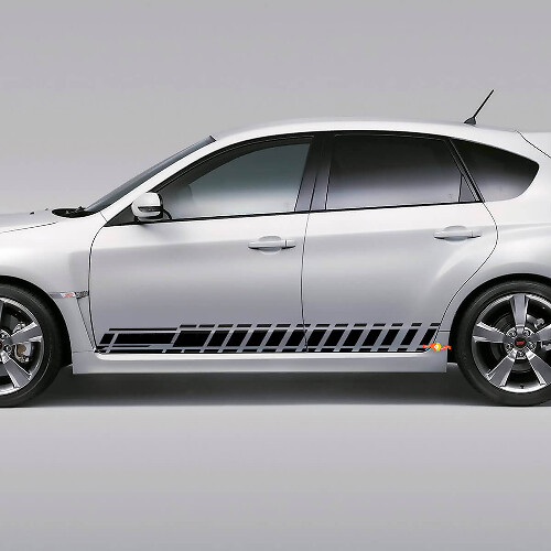 Kit de adhesivos de vinilo con franjas laterales a cuadros para Subaru Impreza Hatchback WRX STI 2007-12