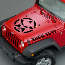 Calcomanía de vinilo con logo de calavera del castigador y estrella del ejército para Jeep Wrangler 3