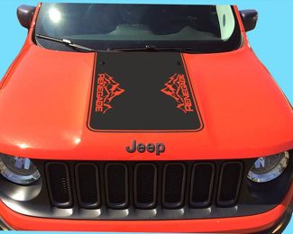 Jeep Renegade 2015, 2016 y 2017 Calcomanía de vinilo opaca para capó estilo montañas