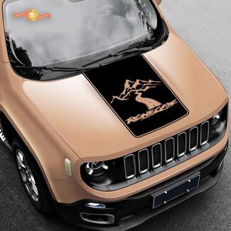 Jeep Renegade 2015, 2016 y 2017 Calcomanía de vinilo opaca para capó Mountains style 3