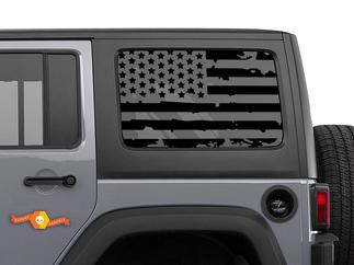 2 calcomanías de bandera de techo rígido para Jeep, ventana desgastada de EE. UU. American Wrangler JKU