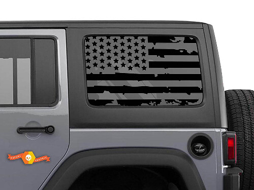 Juego de Pegatinas para Ventana de Techo Rígido con Bandera Americana Desgastada para Jeep Wrangler JKU