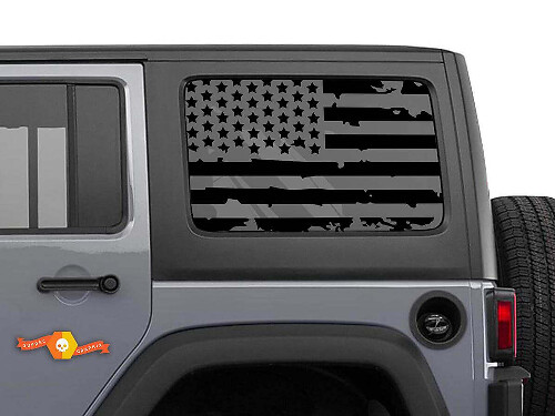 Juego de Pegatinas para Ventana de Techo Rígido con Bandera Americana Desgastada para Jeep Wrangler JKU