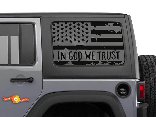 En Dios Confiamos Kit de Pegatinas de Vinilo para Ventana Lateral con Bandera de EE. UU. para Jeep Wrangler