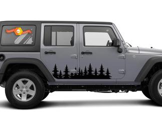 Gráficos de calcomanía lateral de árbol forestal - Adhesivo para puerta al aire libre Jeep wrangler 4x4 EE. UU.