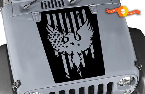 Pegatina de vinilo con capucha de águila y bandera estadounidense envejecida para Jeep Wrangler 2007-2017