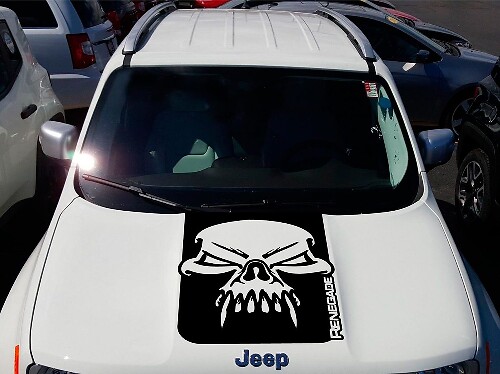 Jeep Renegade Hood Skull Grunge Gráfico Vinilo Calcomanía Pegatina Lado SUV