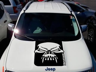 Jeep Renegade Hood Skull Grunge Gráfico Vinilo Calcomanía Pegatina Lado SUV