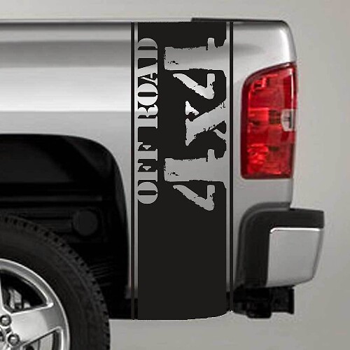 Vinilo Adhesivo con Rayas Desgastadas 4x4 Off Road para Costado de Cama para GMC Sierra