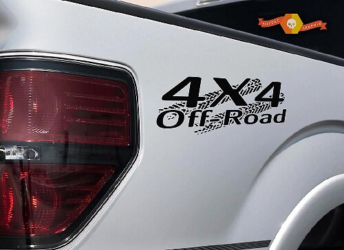 4x4 OFF ROAD Tire Track Decal Sticker Camión TRD Tacoma Jeep Dodge Chevy Ford Blk