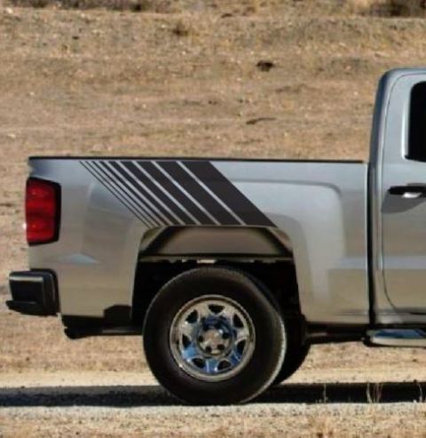 Calcomanía de vinilo en franjas estilo estroboscópico para la caja de Chevrolet Silverado